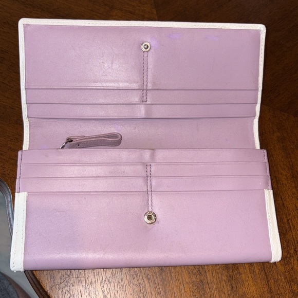 Coach  long wallet  vintage  snap wallet  leather  purple/violet/white leather t - Picture 8 of 17